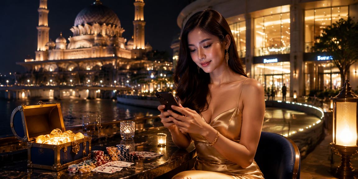 Meja poker dalam suasana malam di Putrajaya dengan pemain tempatan Malaysia